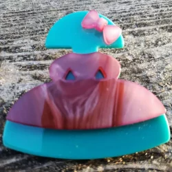 broche de meninas de carey verde agua y rosa