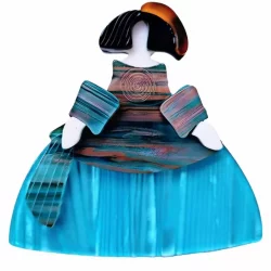 broche de meninas resina azulado