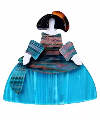 broche de meninas resina azulado