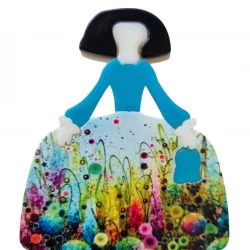 broche de meninas flores azul