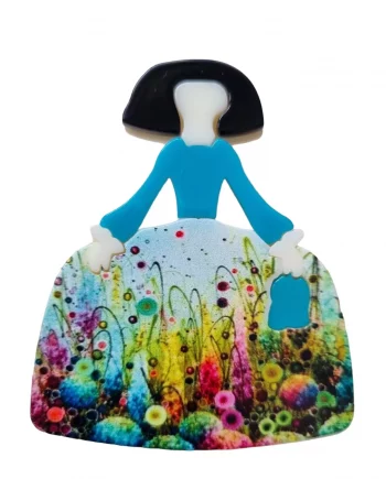 broche de meninas flores azul